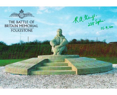 WW2 Battle of Britain pilot R A Kings 238 sqn signed BOB postcard. . Good condition. All autographs come with a Certificate o