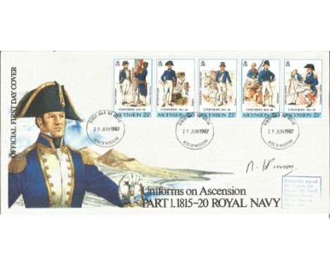 Captain R. H. Parsons signed Uniforms on Ascension signed FDC Part 1. 1815 20 Royal Navy No 17 of 23 date stamp 29th June 198