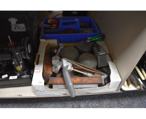 A selection of vintage fixtures fittings and wood working tools
