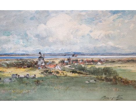 Thomas Swift Hutton (British, 1865-1935) - 'Sketch for the Dee above Heswall, Cheshire, 1925'Watercolour, signed, titled vers