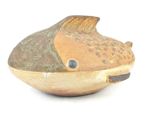 A large and impressive Oxshott studio pottery tureen by Rosemary WrenModelled in the form of a fish, impressed marks to base,