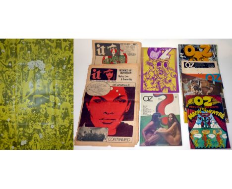 A Collection of OZ Magazines
Includes 'OZ Special Issue' July 1967 Martin Sharps 'Plant a flower child' Fold-out poster, Nove