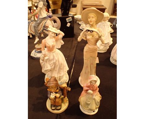 Four figurines Hummel Boy Royal Worcester Sunday Best Royal Doulton At The Races and another