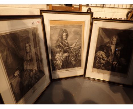 Four antique lithograph portrait pictures of French and English nobility various sizes