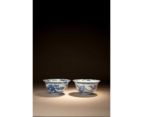 A GOOD PAIR OF CHINESE BLUE AND WHITE ‘THREE FRIENDS OF WINTER’ BOWLSKANGXI 1662-1722Each painted with pine, prunus and bambo