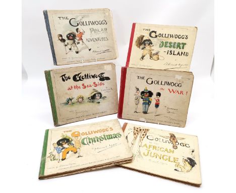 6 x Florence K Upton antique golly books - some faults - the Jungle book seems ok Notice from the the-saleroom.com: These ite