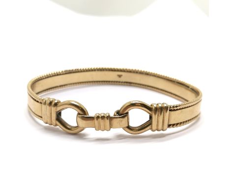 9ct hallmarked gold heavy gauge bangle with catch - 6.5cm across &amp; 27g - SOLD ON BEHALF OF THE NEW BREAST CANCER UNIT APP