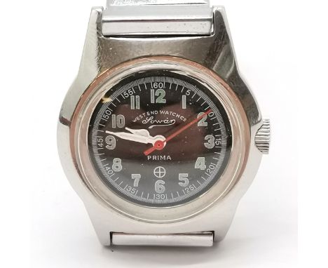 West End watch company Sowar prima manual wind wristwatch with military marks to back - 30mm case &amp; running atim eof list