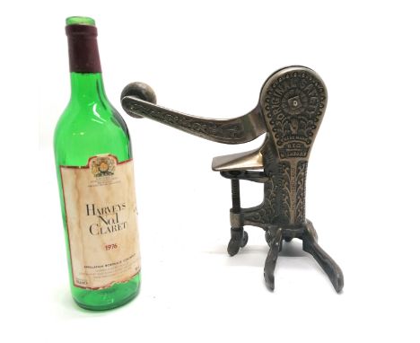 Original Safety bar mounted corkscrew with lever action reg no. 543083 25cm high - in good used condition