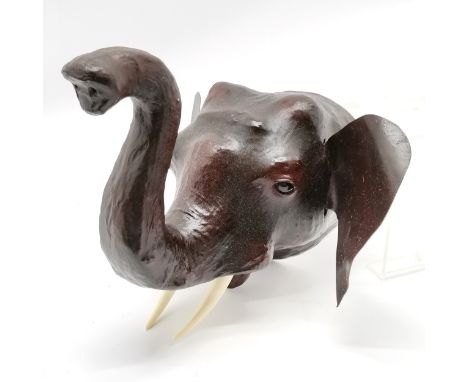 Leather model of an elephants head with wall mounting - 32cm deep with no obvious damage