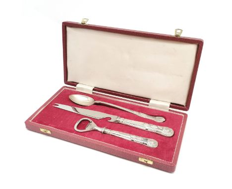 Francis Howard Ltd cased silver cocktail set (2 with stainless steel heads) - box 25.5cm x 13cm (spoon 48g) &amp; in unused c