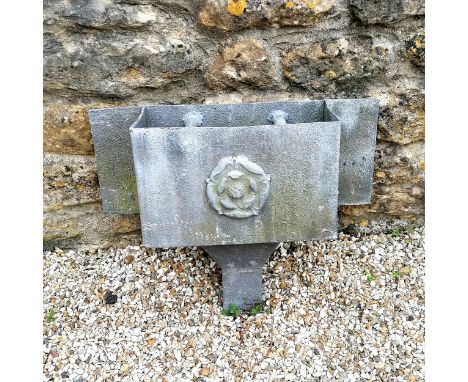 Antique Lead rain hopper with rose detail - 56cm wide x 46cm high 