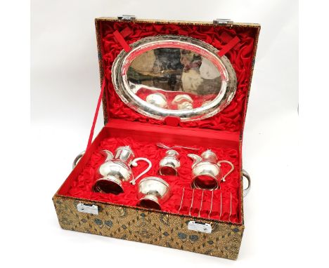 Yogya (Indonesia) 800 silver coffee set with tray in fitted case - silver weight 2392g and case 45cm x 34cm x 18.5cm ~ no obv