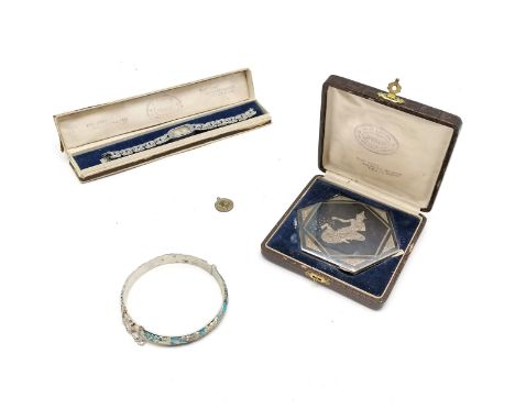 1940's Siamese niello silver powder compact (9cm across &amp; 102g total weight &amp; in original fitted case for A H Lantis 