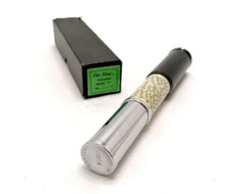 Otis King model L pocket calculator in box - 17.5cm long ~ wear to box otherwise no obvious damage 