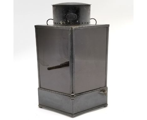 Photographic Co Ltd (Birmingham) antique dark room lantern with red glass filter and has original burner with fold out handle