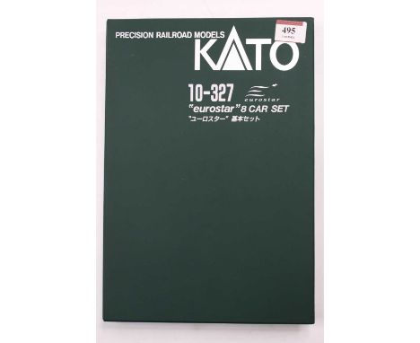 A KATO precision railroad models 10-327 Eurostar 8 car set. All parts have been assembled and the folder contains an unassemb