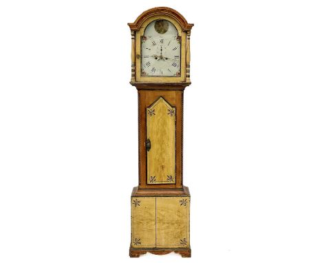 An early Victorian eight-day longcase clock. The white dial painted with Old Father Time, contained in a stained pine case, h