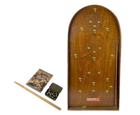 A Corinthian Bagatelle Games board. With original Gracie Fields endorsement rule book and accessories.