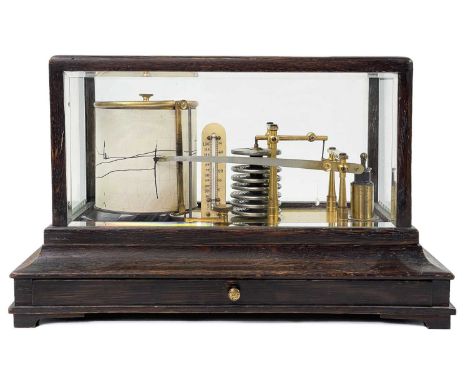 A barograph by Sewells of Liverpool. In oak framed glazed case.The winding mechanism does not appear to be working, the pen i