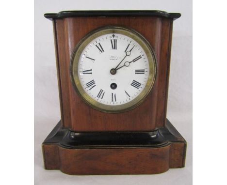 19th century mahogany &amp; ebonised mantel clock - approx. 23cm x 21.5cm x 22.5cm