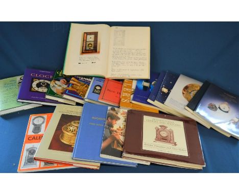 Large number of clock &amp; clock repair books, auction catalogues &amp; a hand written study of American clocks
