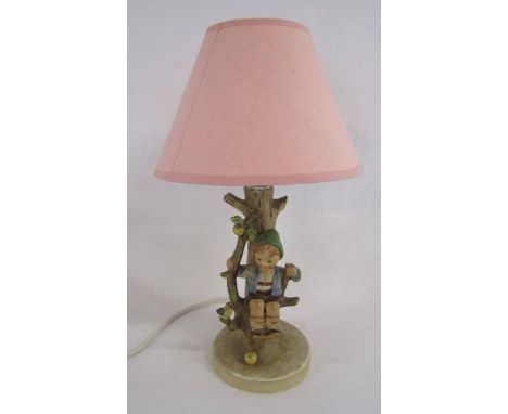 Goebel Hummel figural table lamp depicting a boy in an apple tree with a bird - marked 230 to base&nbsp;