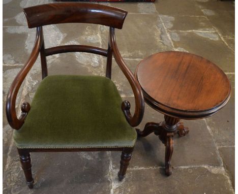 Victorian mahogany carver dining chair &amp; a Victorian mahogany occasional table on a carved tripod base