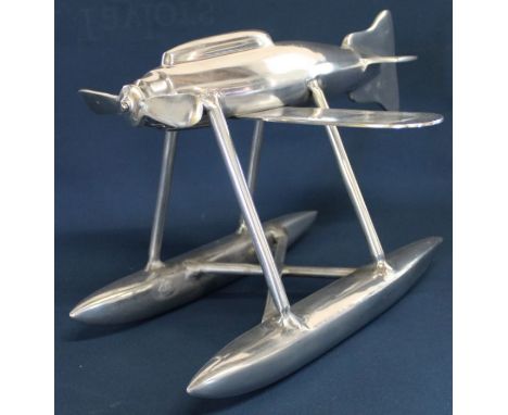 Aluminium model sea plane (Super Marine 56 originally designed by R J Mitchell) 36cm wide x 26cm high