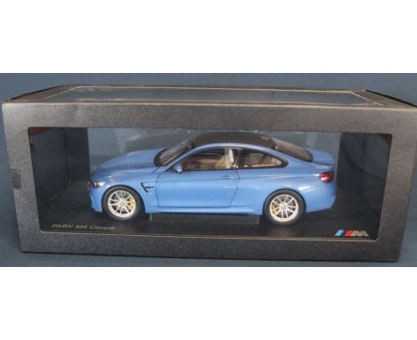 BMW M4 Coupe model, marina blue, scale 1:18