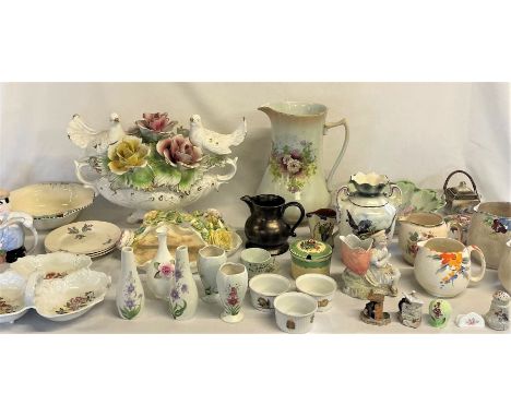 2 boxes of ceramics, including Royal Worcester etc, wooden clock, 6 boxed glasses, two glasses, a silver plated glass bowl an