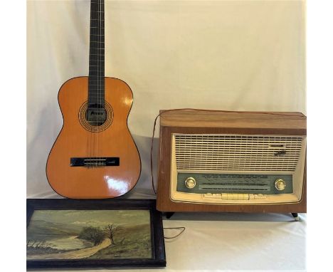 Prince acoustic guitar model no.C425, German radio and an oil on canvas depicting Loch Lubnaig&nbsp;