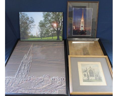Framed hand coloured etching by B Howlett depicting St James Church Louth, early 19th century view of St James after T Espin 