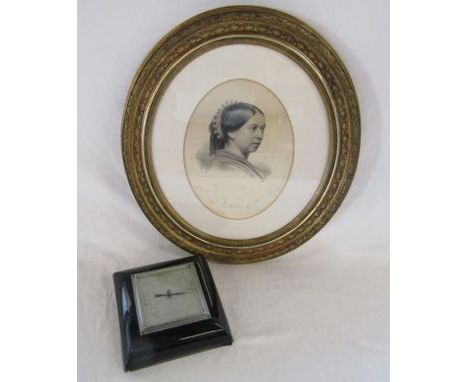 Gilded oval framed print of Queen Victoria - C. Schacher from photograph, W.H.M McFarlane, 19 St James Square Edin - approx. 