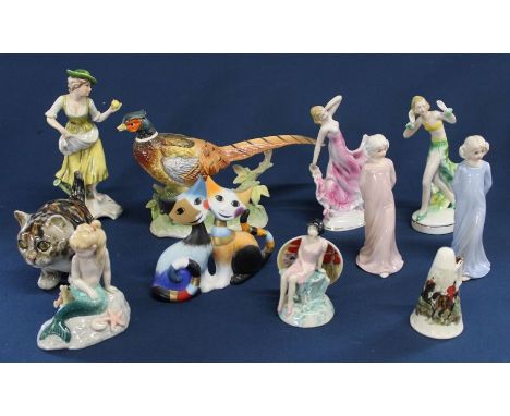 Small Winstanley cat, Peggy Davies Collectors Guild Mini Clarice, Royal Copenhagan Little Mermaid, Goebel Claudio &amp; Claud