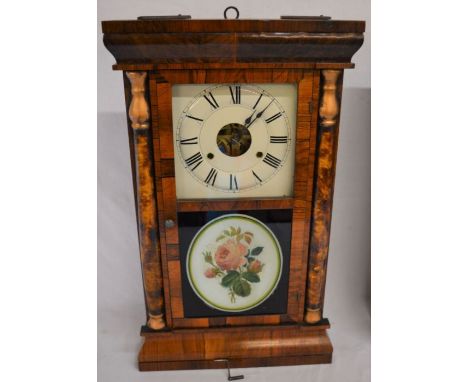 19th century American wall clock by Seth Thomas with 30 hour twin weight movement in a rosewood case with a glass panel depic