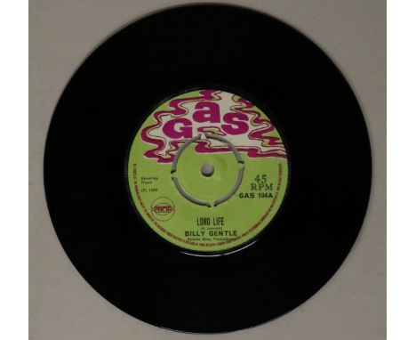 BILLY GENTLE - LONG LIFE 7" (GAS RECORDS - GAS 104). Cracking 45 from Billy Gentle on GAS 104 c/w The Schoolboys - O Tell Me.