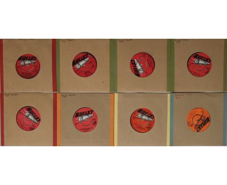 BULLET RECORDS - 7". Another finely tuned selection of Bullet rarities with 8 x 45s here. Artists/titles/cat. numbers are The