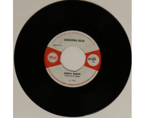 DERRICK MORGAN/LLOYD &amp; DESMOND - CONQUERING RULER C/W RED RUM BALL 7" (ISLAND RECORDS WI-3094). Cool double header with a