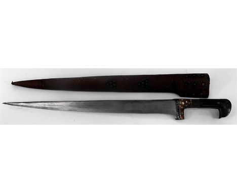 A North West Frontier dagger, in leather scabbard 57cm long 