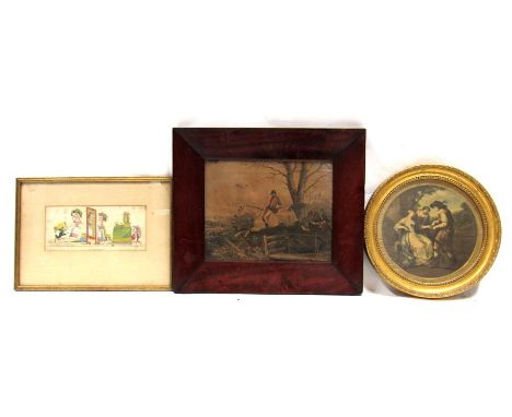 A Victorian print "Going to a Fair" a Victorian hunting print "Easter Monday" and other 19thC prints (5)