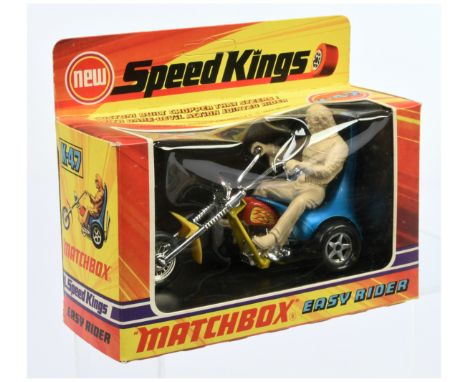 Matchbox Speed Kings K47 Easy Rider Chopper Motorcycle - lemon yellow frame with red plastic tank, chrome front forks &amp; h