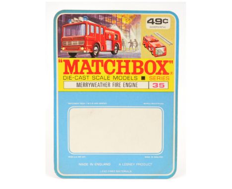 Matchbox Regular Wheels Un-punched Printers Proof North American Market Blister Pack Backing Card for the proposed 35c Merryw