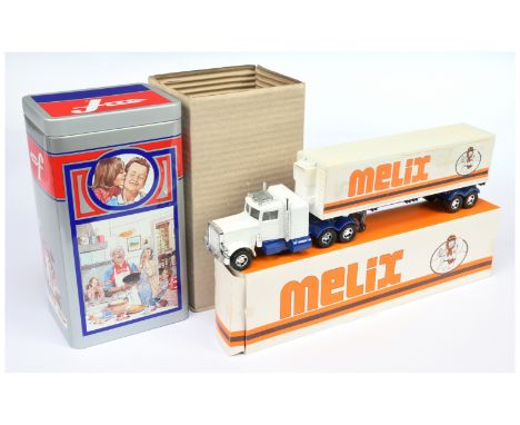 Matchbox Super Kings K-31 Peterbilt Articulated Truck &amp; Refrigerated Trailer RARE PROMOTIONAL ISSUE "MELIX" - white tract