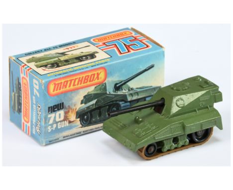 Matchbox Superfast 70c Self Propelled Gun MADE IN BRAZIL ISSUE - military green body &amp; base (different shade than Lesney 