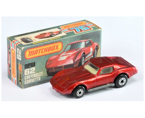 Matchbox Superfast 62d Chevrolet Corvette FACTORY PRE-PRODUCTION TRIAL MODEL - metallic red body without tampo print, BODY CA
