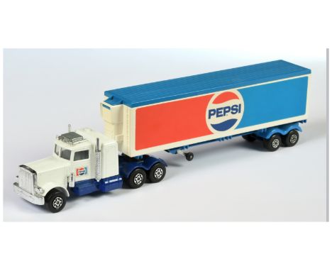 Matchbox Super Kings K-31 Peterbilt Articulated Truck &amp; Refrigerated Trailer "Pepsi" - white Tractor Unit with bare metal