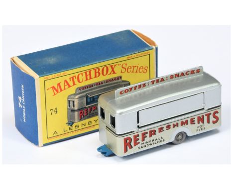 Matchbox Regular Wheels 74a Refreshments Canteen - Stannard Code 17 - metallic silver body, dark blue riveted base (lighter s