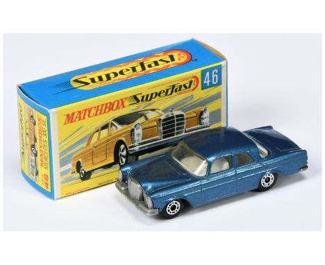 Matchbox Superfast 46a Mercedes 300SE Coupe MADE IN BULGARIA ISSUE - metallic blue body with cast shut doors &amp; trunk, cle