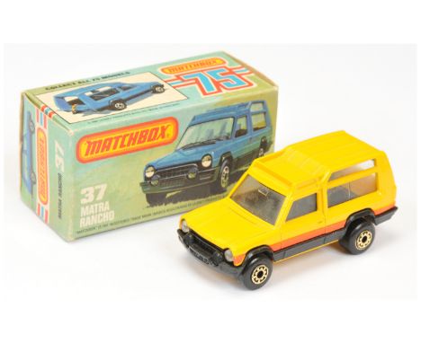 Matchbox Superfast 2 x 37e Matra Rancho - yellow body with light burnt orange stripe, clear windows, black interior, yellow p